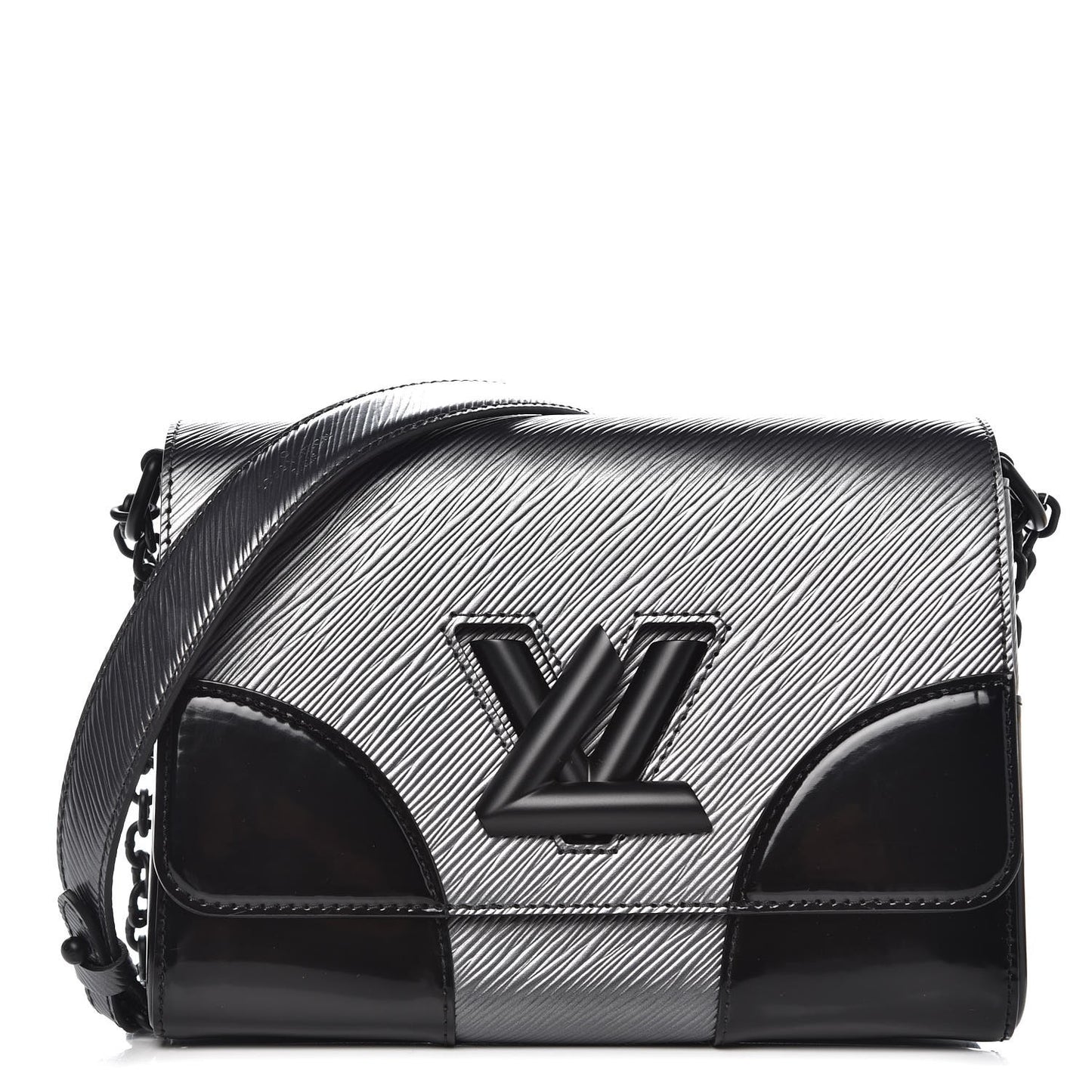 Epi Patent Twist Shoulder Bag MM Anthracite Nacre