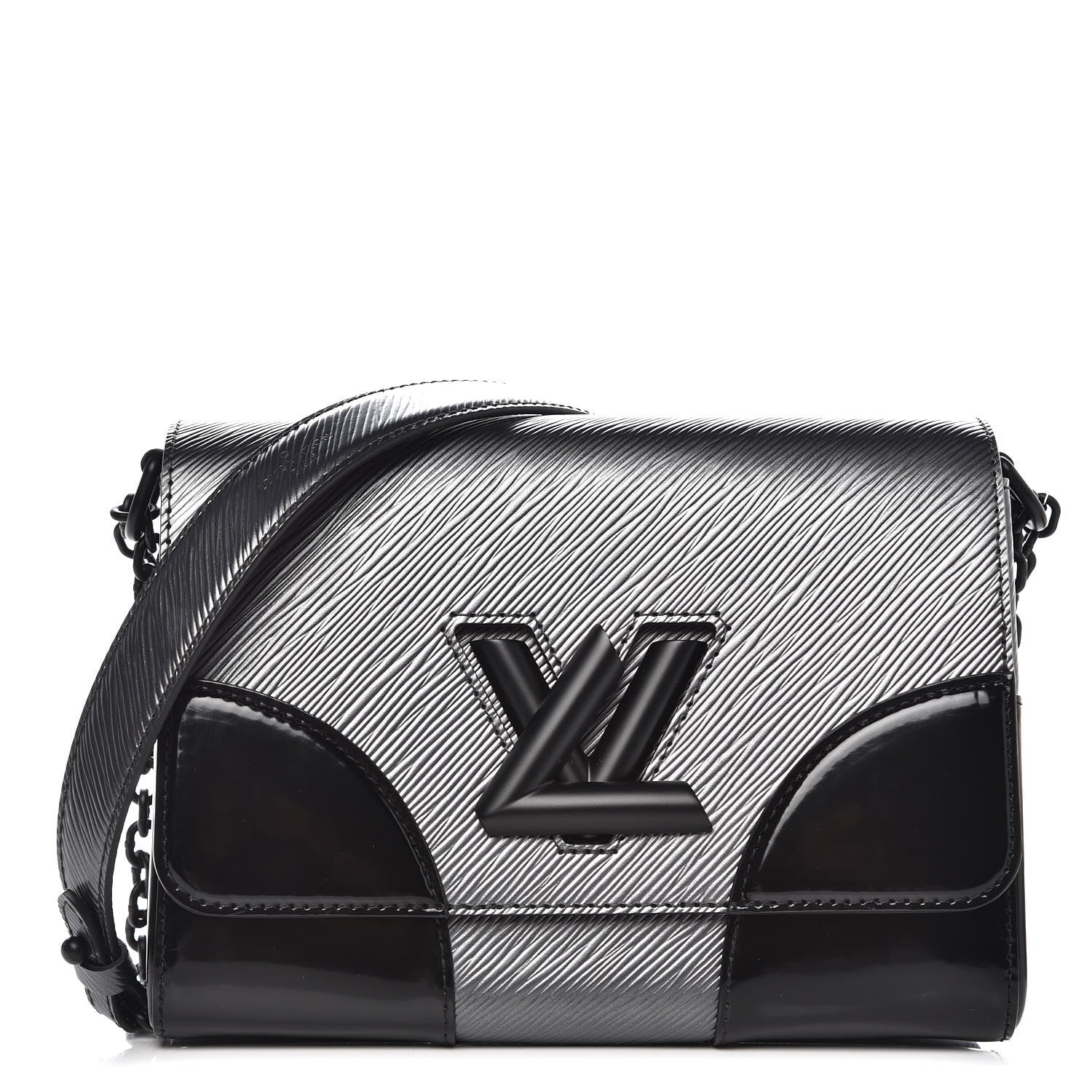 Louis Vuitton Epi Patent Twist Shoulder Bag MM Anthracite Nacre 1 of 6