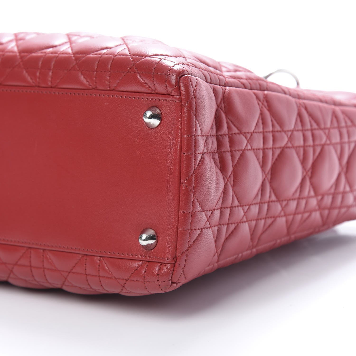 Christian Dior Lambskin Cannage Large Lady Dior Red 9 of 13