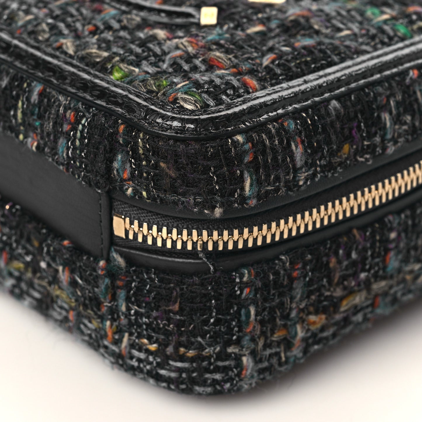 Tweed Snakeskin Quilted Small CC Filigree Vanity Case Navy Multicolor