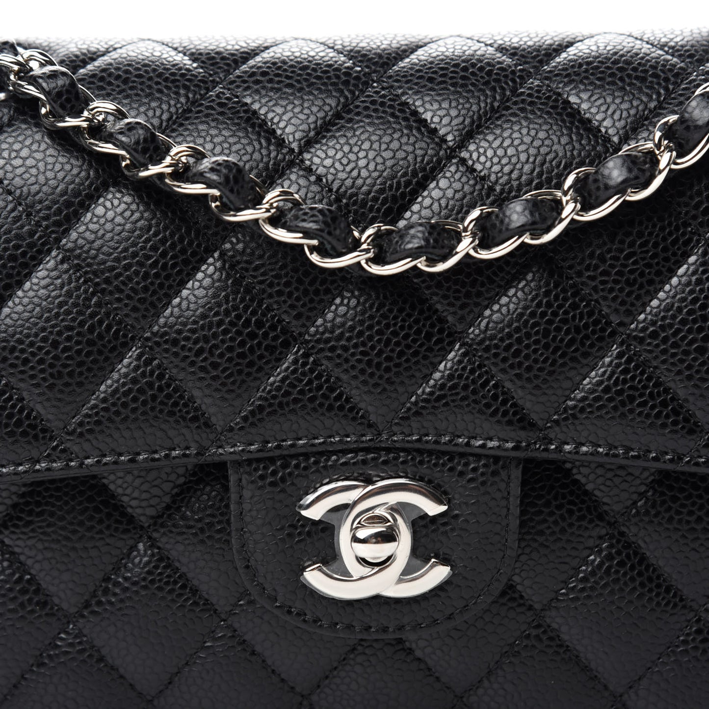 Caviar Quilted Small Double Flap Black