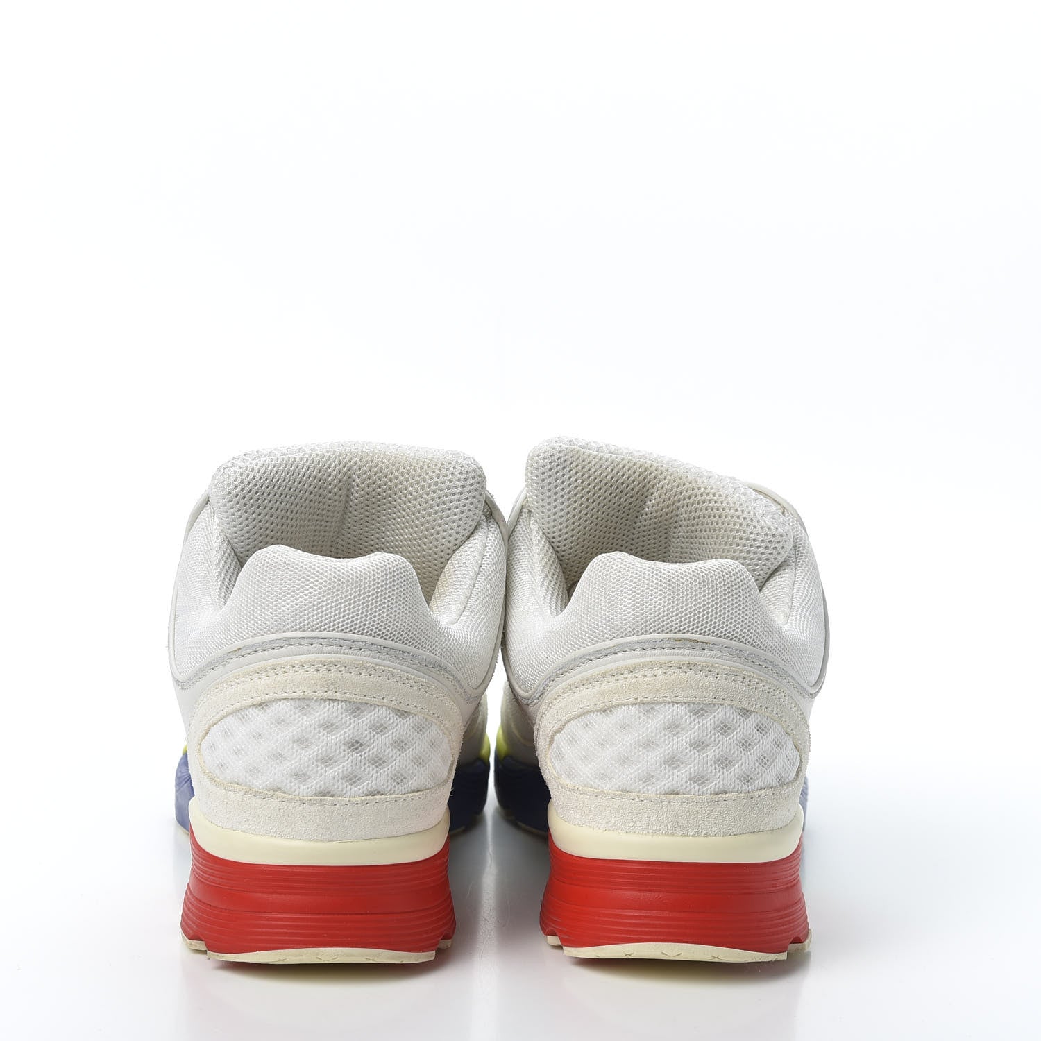 Chanel Calfskin Suede Fabric Womens CC Sneakers 38.5 White Blue Red 6 of 12
