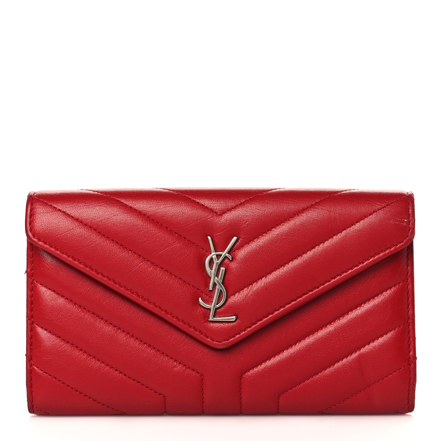 Lambskin Y Quilt Monogram Large Loulou Flap Wallet Rouge Eros