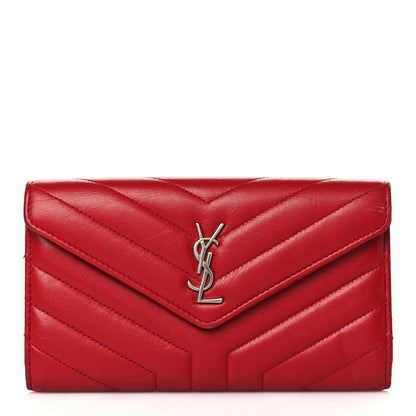 Saint Laurent Lambskin Y Quilt Monogram Large Loulou Flap Wallet Rouge Eros 1 of 11