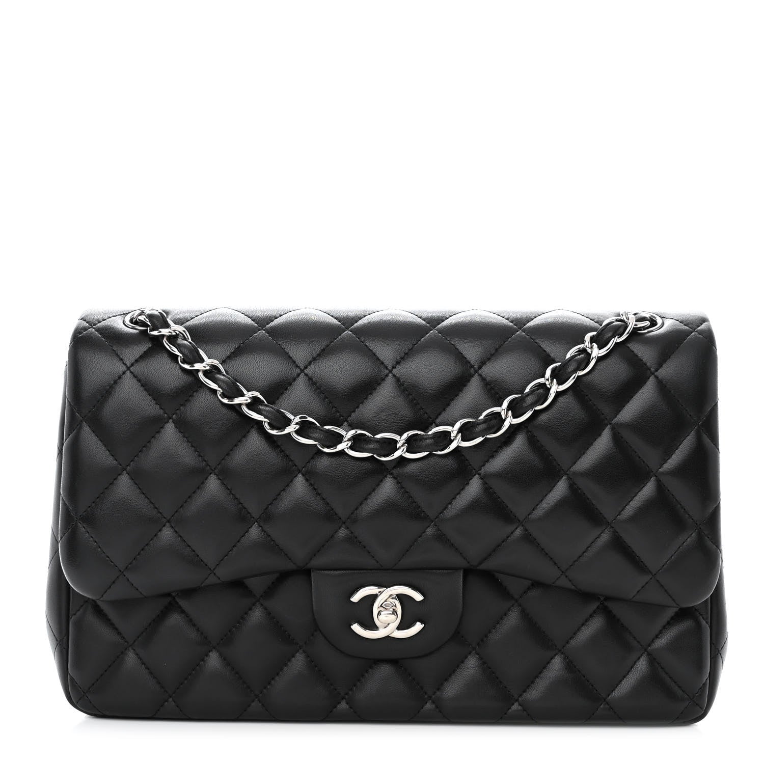 Chanel Lambskin Quilted Jumbo Double Flap Black 1 of 11