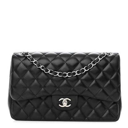 Chanel Lambskin Quilted Jumbo Double Flap Black 1 of 11