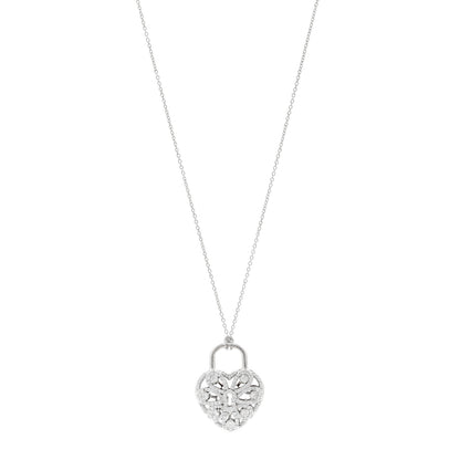 Tiffany 18K White Gold Diamond Filigree Heart Pendant Necklace 1 of 5