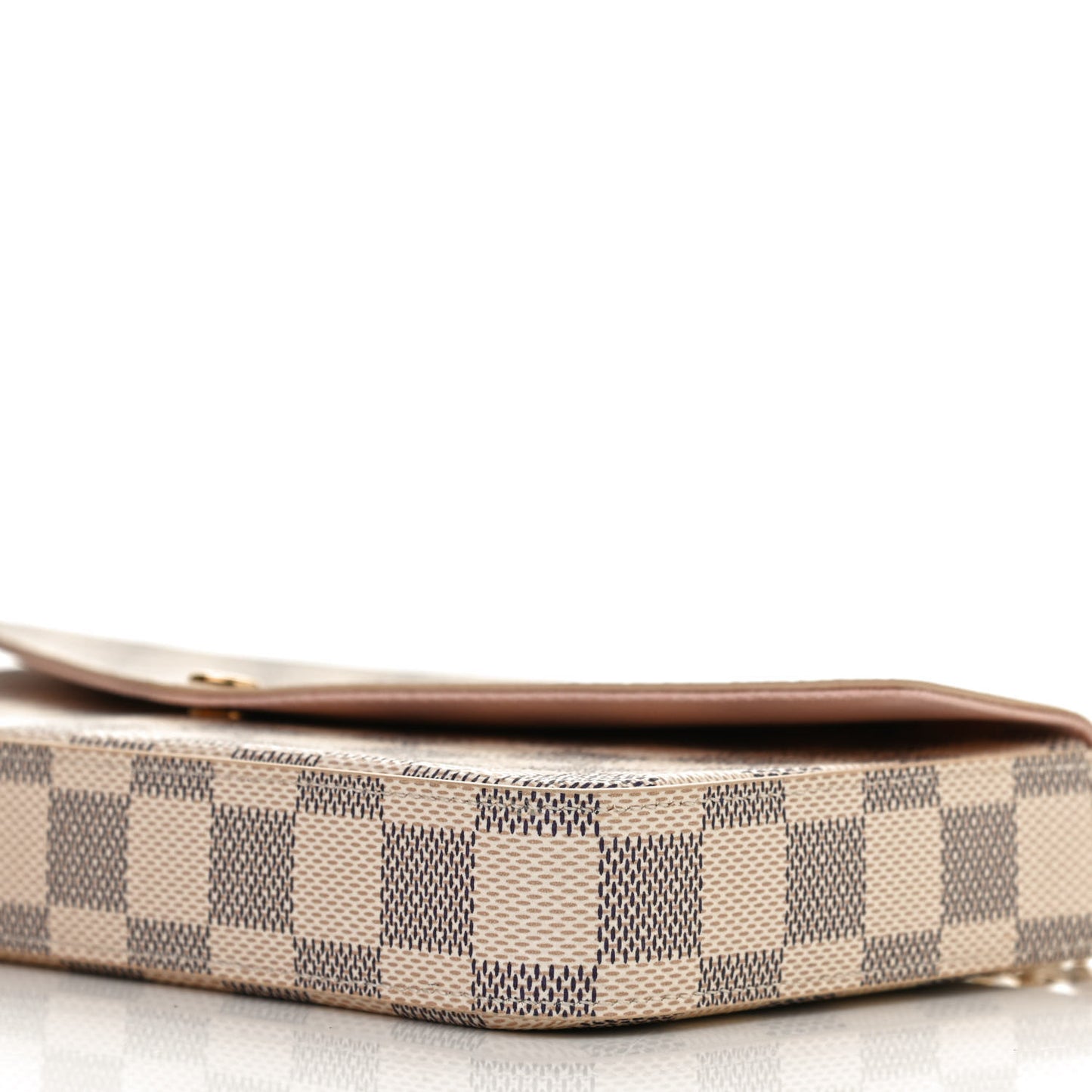 Damier Azur Pochette Felicie Chain Wallet Rose Ballerine