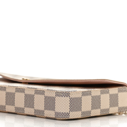 Louis Vuitton Damier Azur Pochette Felicie Chain Wallet Rose Ballerine 9 of 11