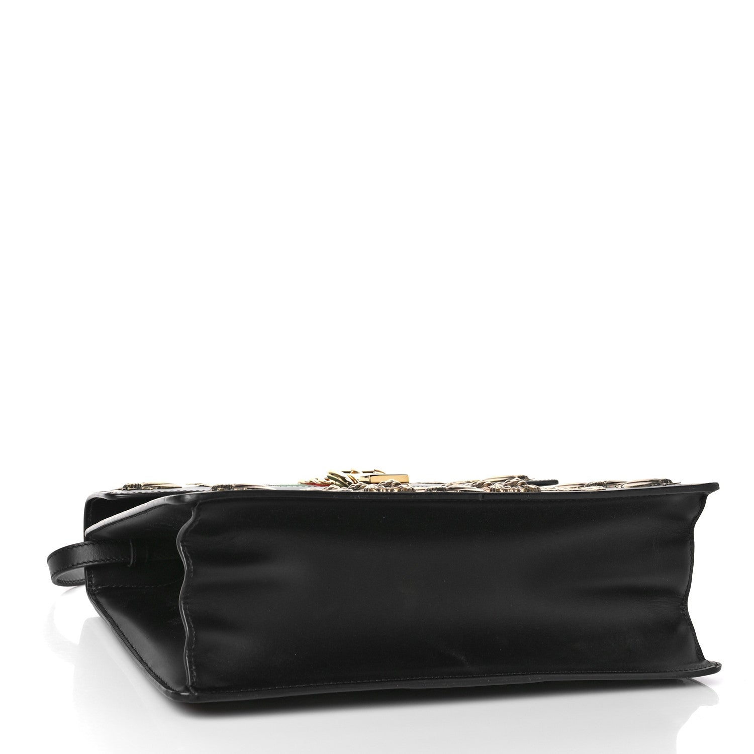Gucci Calfskin Animal Studs Medium Sylvie Top Handle Bag Black 4 of 11