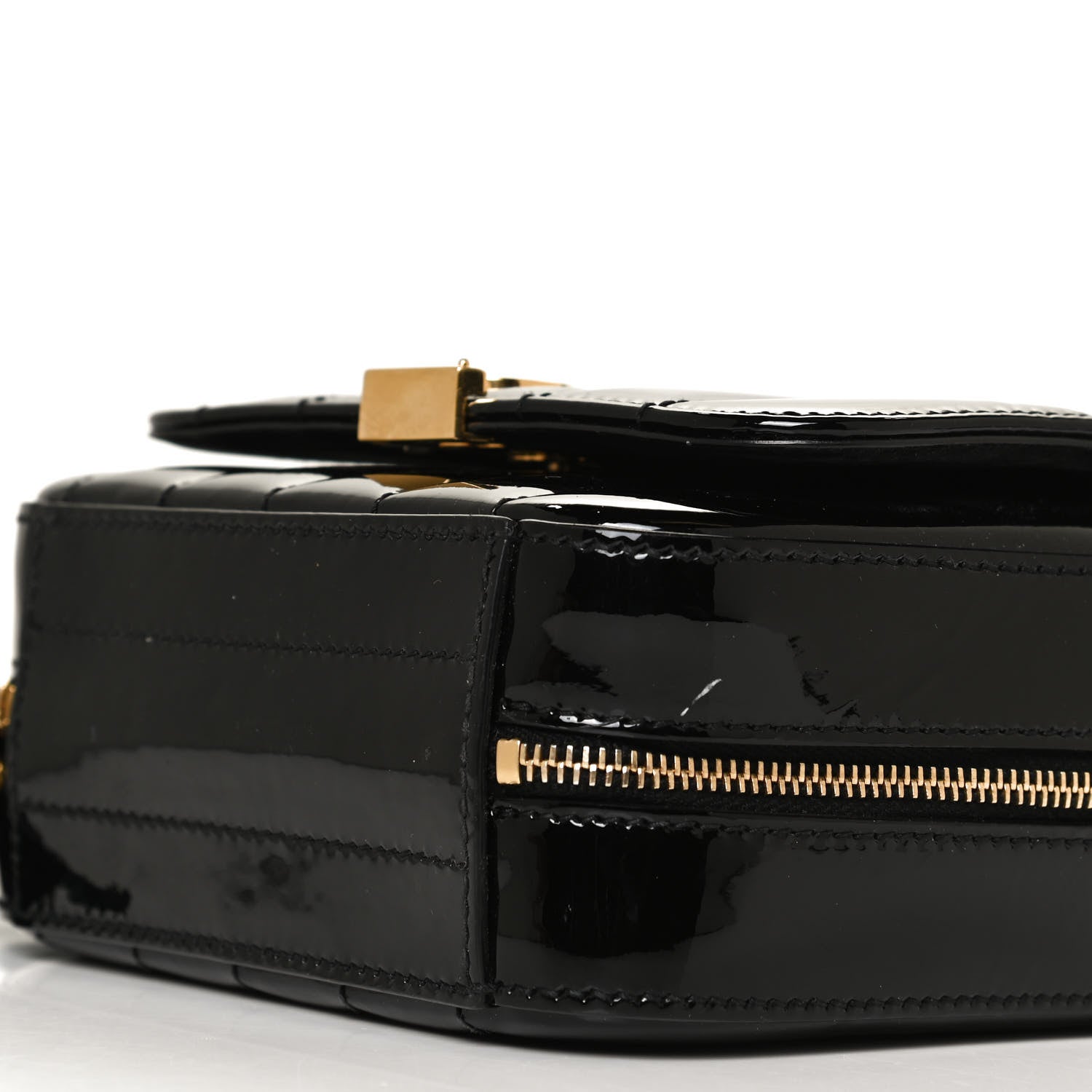 Saint Laurent Patent Calfskin Matelasse Monogram Small Vicky Chain Bag Black 9 of 10