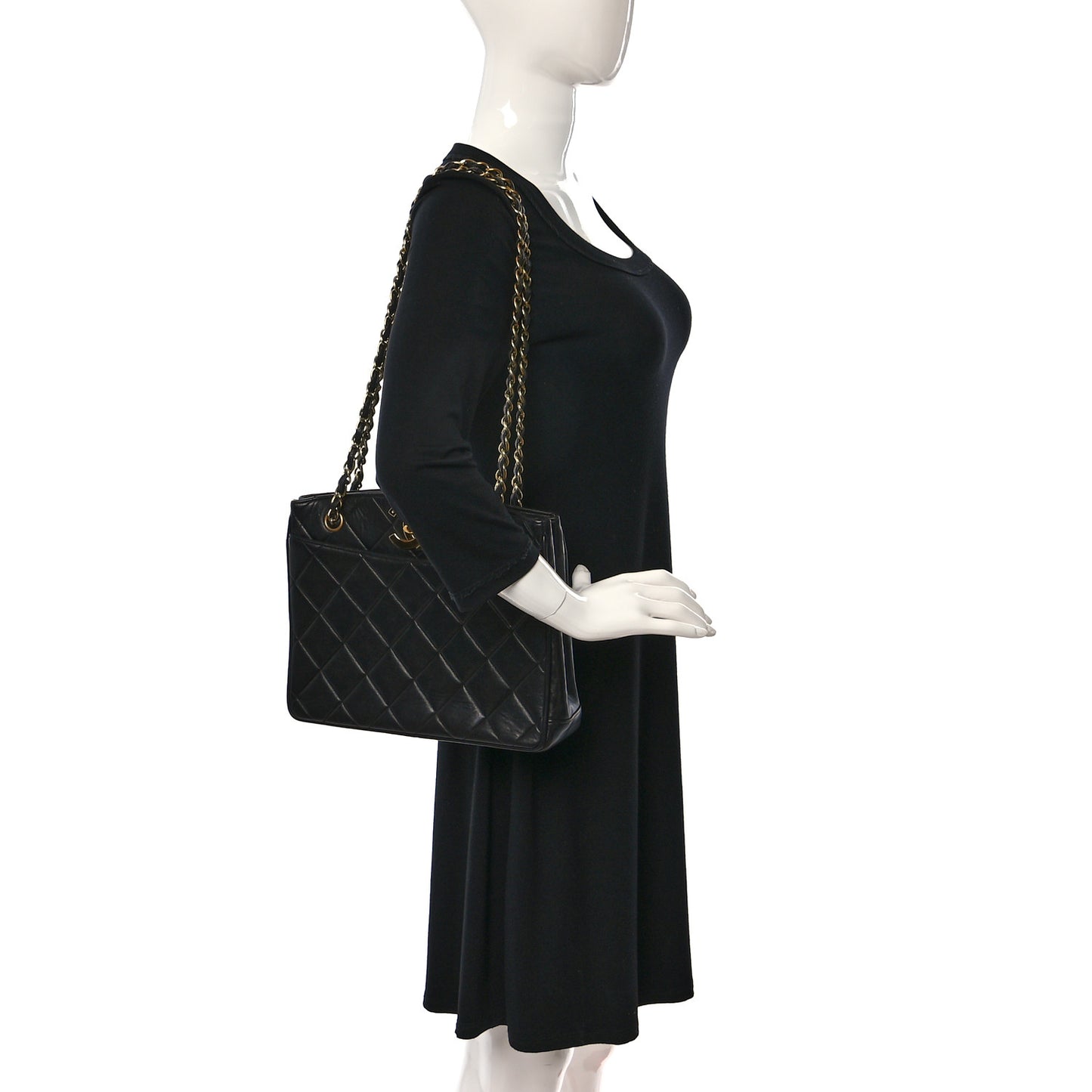 Lambskin Quilted CC Shoulder Bag Black