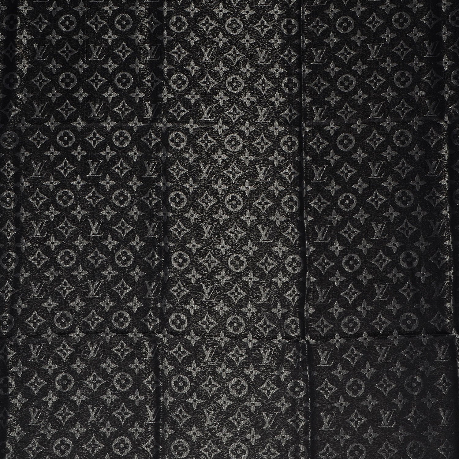 Louis Vuitton Silk Lurex Wool Monogram Shine Shawl Black 1 of 5