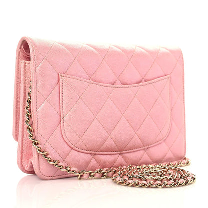 Chanel Iridescent Caviar Quilted Wallet on Chain WOC Rose Pink 3 of 16