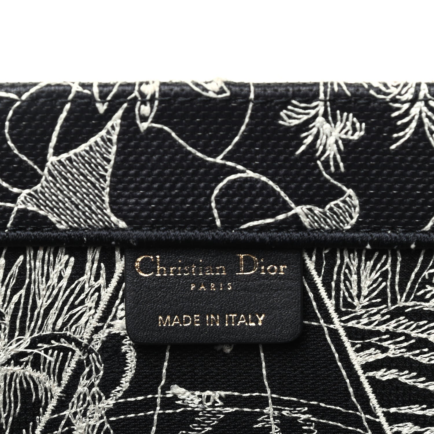 Christian Dior Canvas Embroidered Large Around The World Book Tote Black White 6 of 9