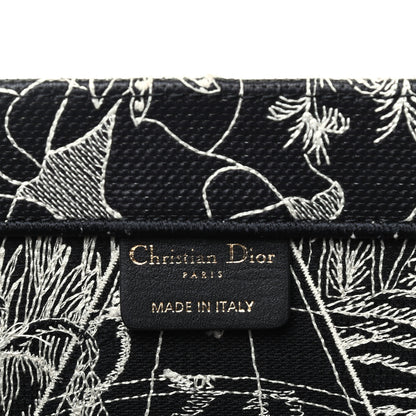 Christian Dior Canvas Embroidered Large Around The World Book Tote Black White 6 of 9