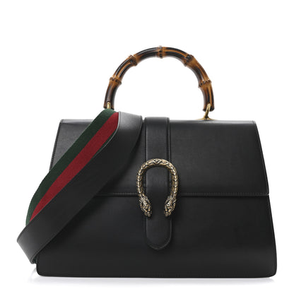 Gucci Moon Calfskin Web Large Dionysus Bamboo Top Handle Bag Black 1 of 10