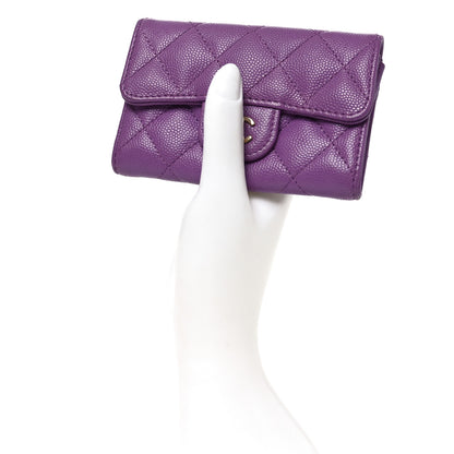 Chanel Caviar Quilted Flap Card Holder Wallet Purple 2 of 9