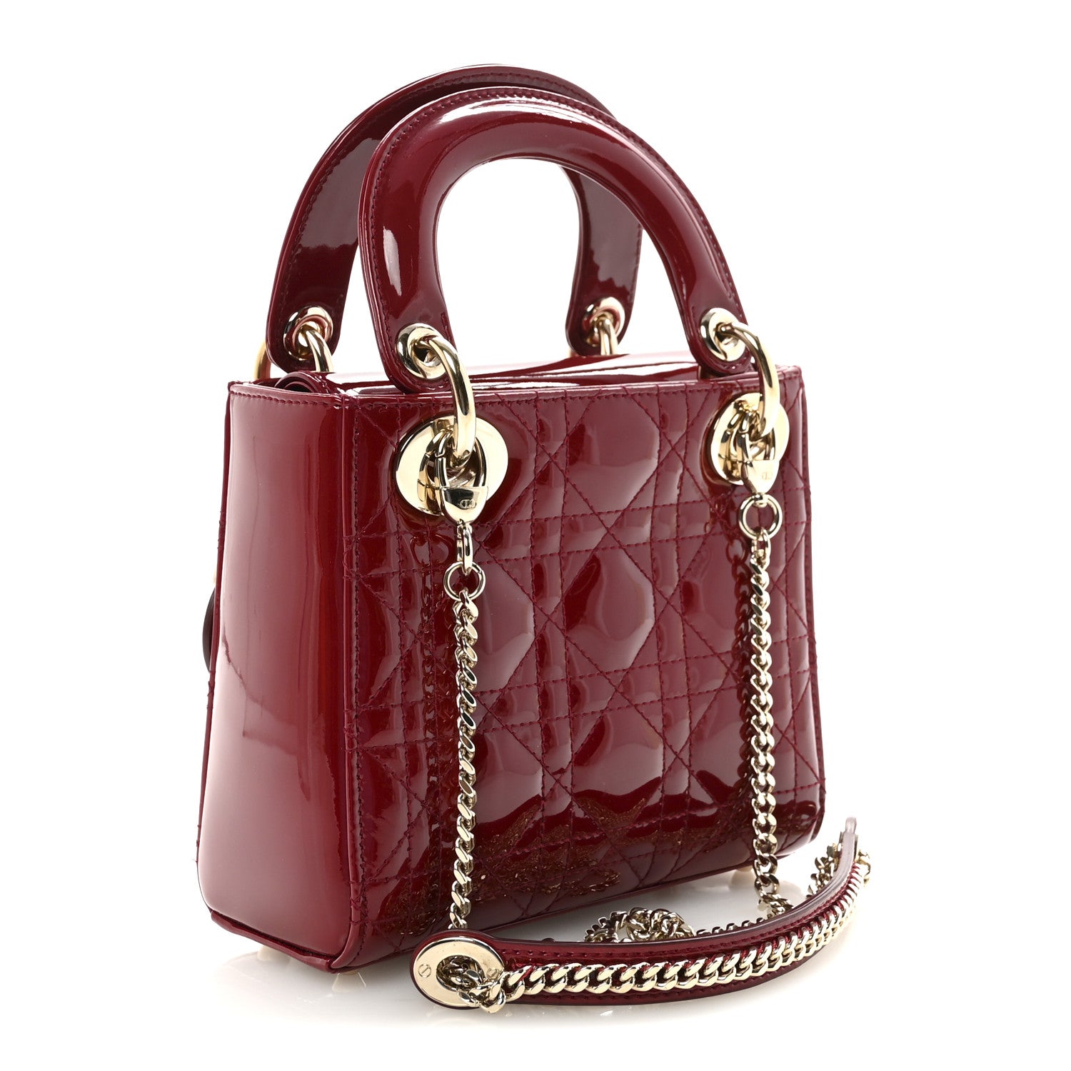 Christian Dior Patent Cannage Mini Lady Dior Red 3 of 9