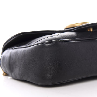 Gucci Calfskin Matelasse Super Mini GG Marmont Shoulder Bag Black 7 of 9