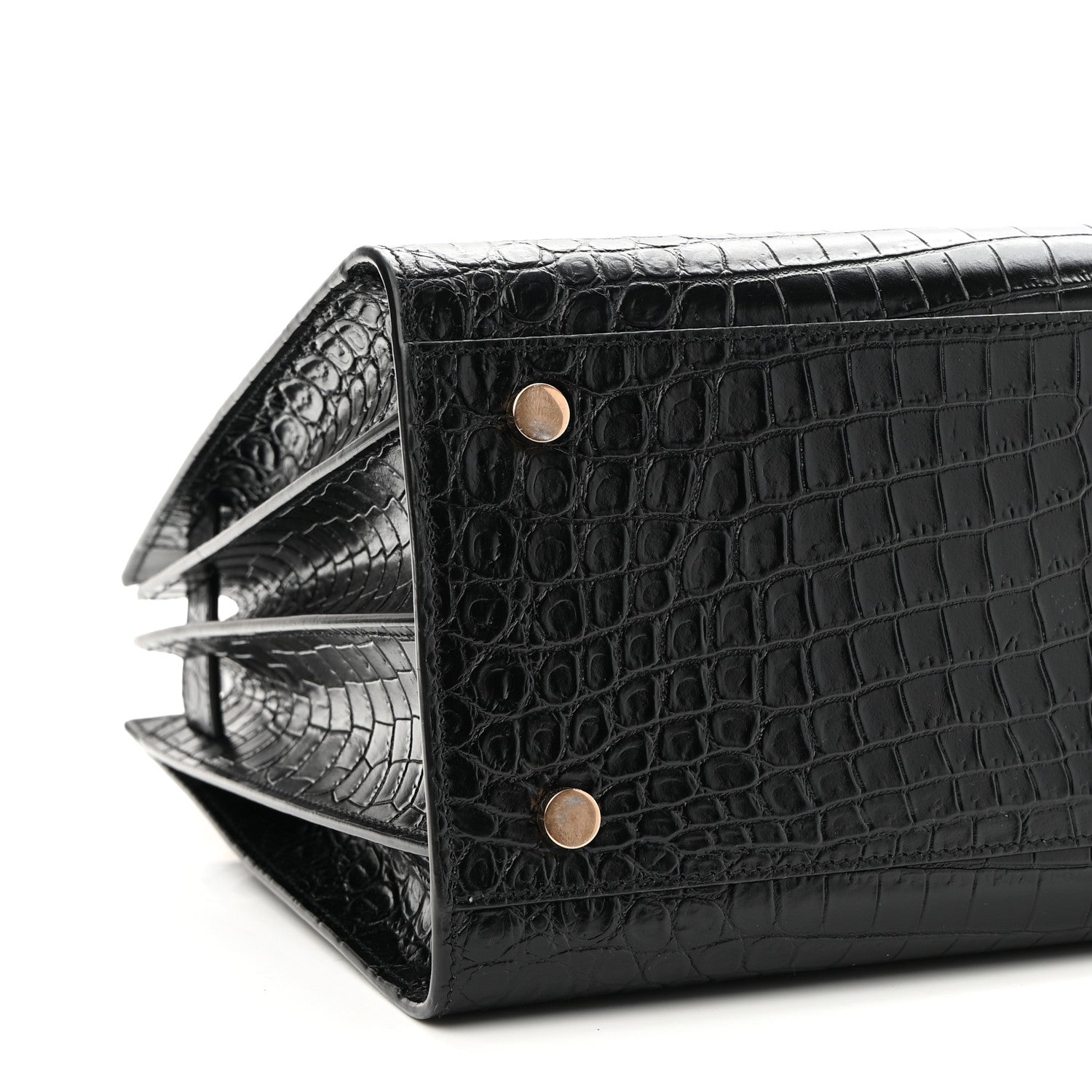 Saint Laurent Calfskin Crocodile Embossed Small Sac de Jour Black 7 of 10