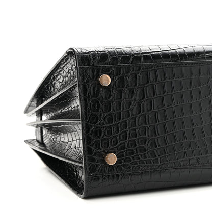 Saint Laurent Calfskin Crocodile Embossed Small Sac de Jour Black 7 of 10