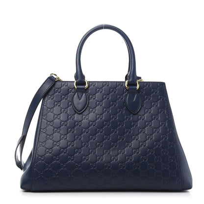 Gucci Soft Guccissima Signature Top Handle Tote Bag Blue Agata 1 of 11