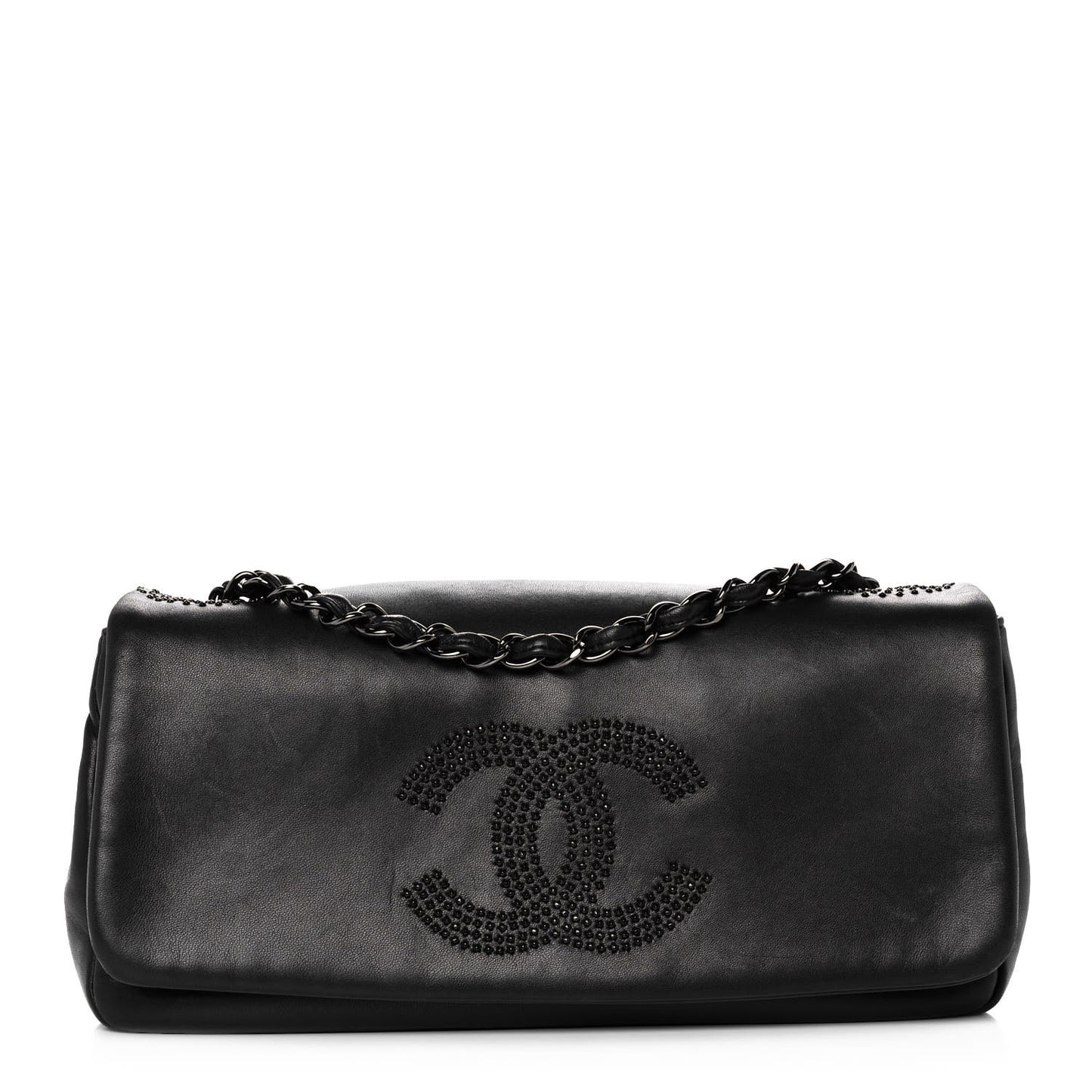 Lambskin Studded CC East West Flap Black