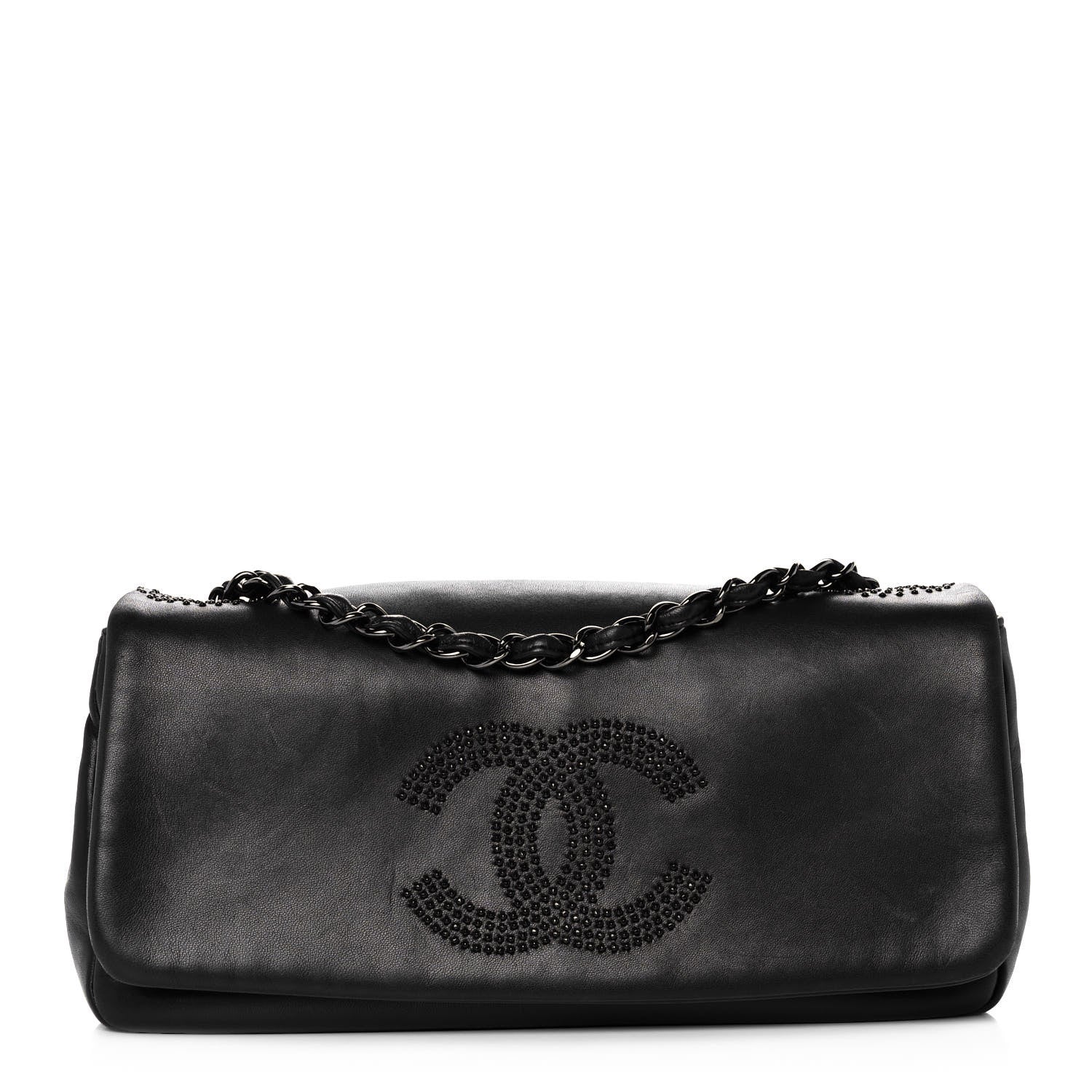 Chanel Lambskin Studded CC East West Flap Black 1 of 13