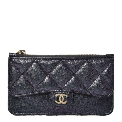 Chanel Iridescent Caviar Quilted Flap Zip Card Holder Black 2 of 15