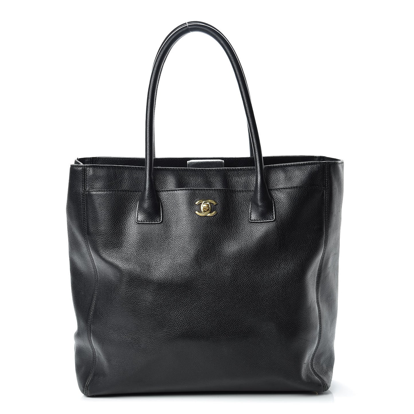 Calfskin Tall Cerf Tote Black
