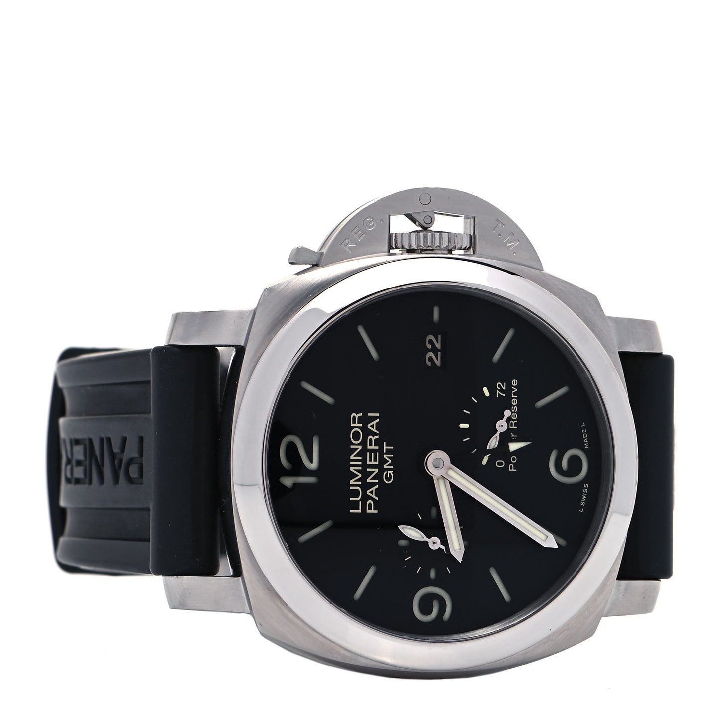 Stainless Steel Rubber 44mm Luminor 1950 3 Day Power Reserve GMT Automatic Watch Black PAM00321