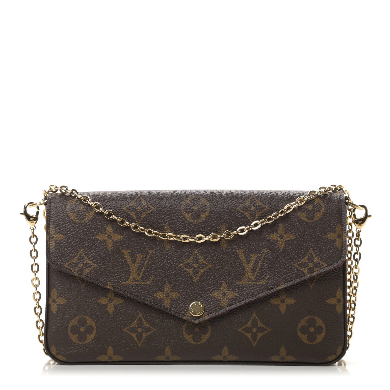 Louis Vuitton Monogram Pochette Felicie Chain Wallet Fuchsia 1 of 15