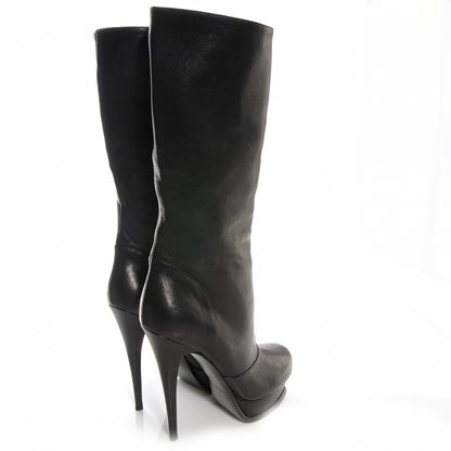 Saint Laurent SAINT LAURANT Calfskin Tribute Platform Knee High Boots 40 Black 5 of 8