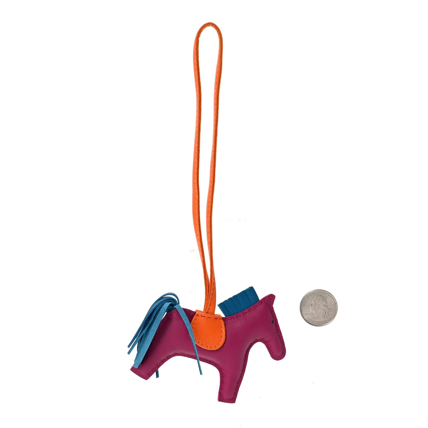 Hermes Milo Lambskin Grigri Rodeo Horse Bag Charm PM Tosca Bleu Izmir Orange 2 of 4
