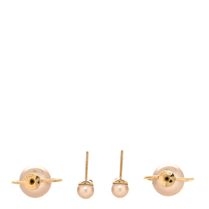 Christian Dior Pearl Tribales Dangle Chain Earrings Pink Gold 3 of 4
