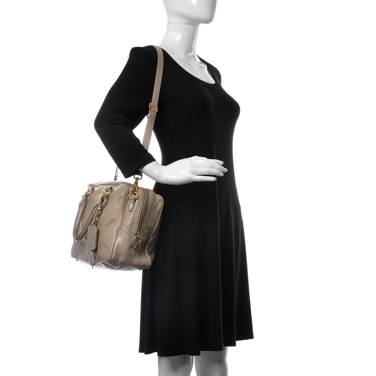 Prada Vitello Shine Top Handle Bowler Pomice 2 of 17