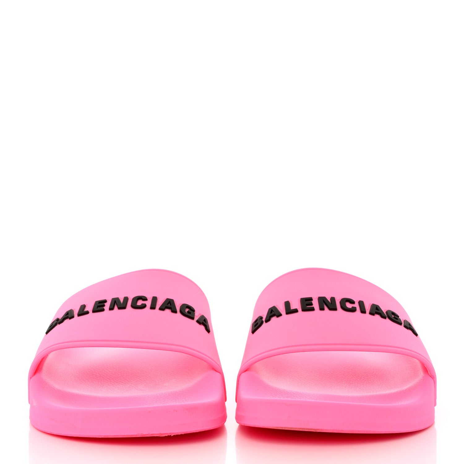 Balenciaga Rubber Womens Logo Pool Slide Sandals 39 Fluo Pink Black 2 of 10