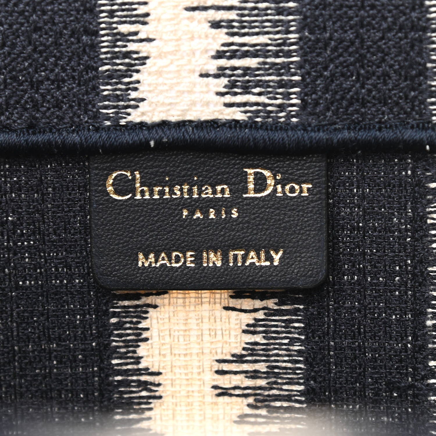 Christian Dior Canvas Embroidered Large Striped Book Tote Navy 6 of 10
