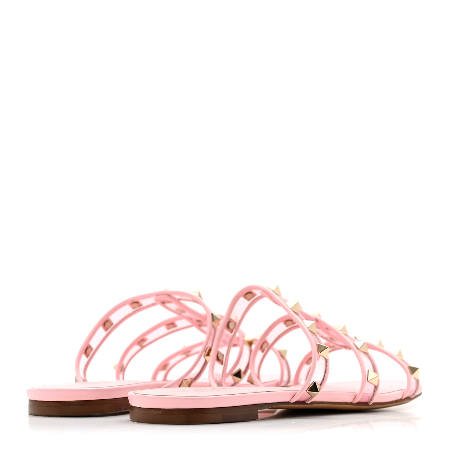Rockstud PVC Caged Flat Slide Sandals 39.5  Pink