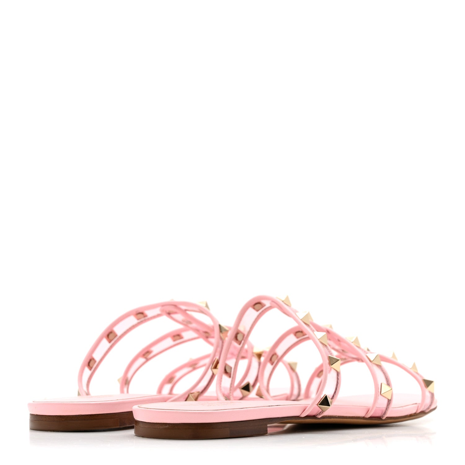 Valentino Garavani Rockstud PVC Caged Flat Slide Sandals 39.5  Pink 5 of 10