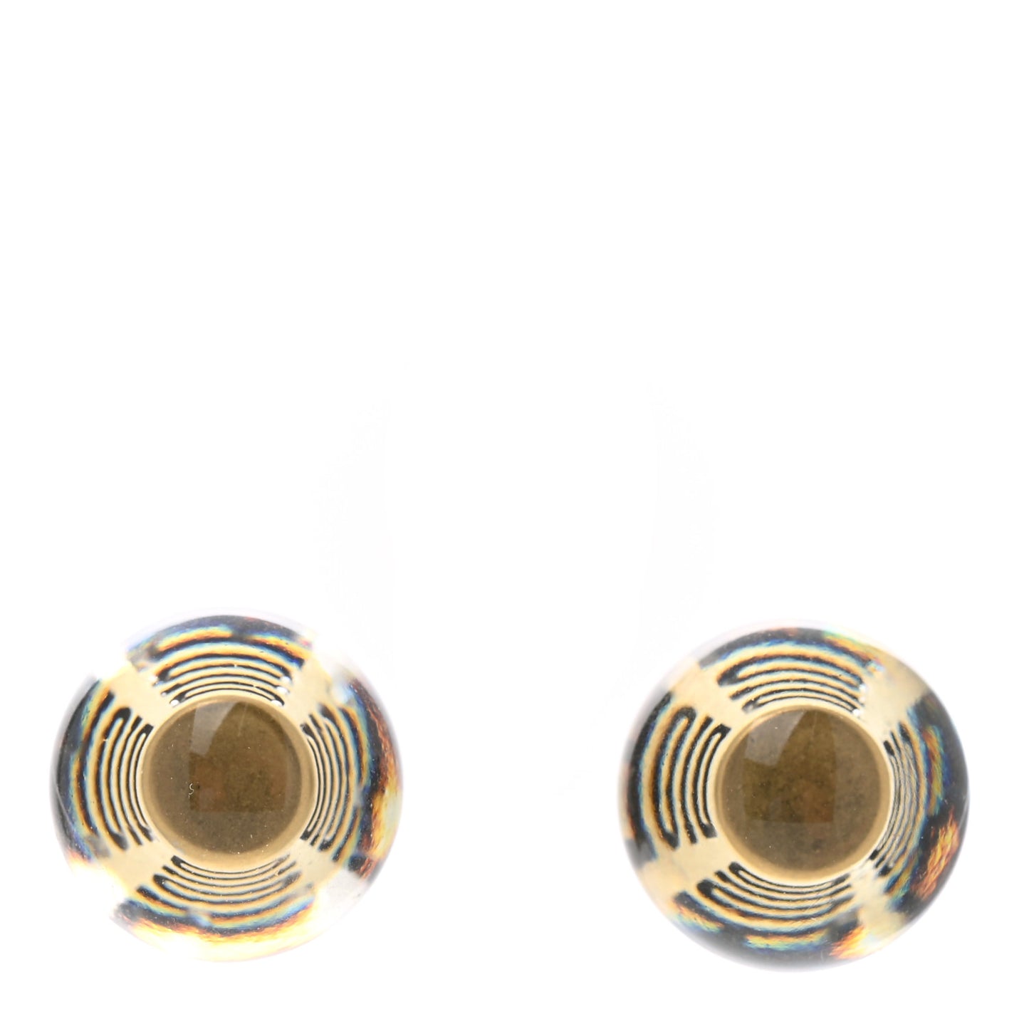 Mise En Dior Tribal Logo Earrings Translucent Gold