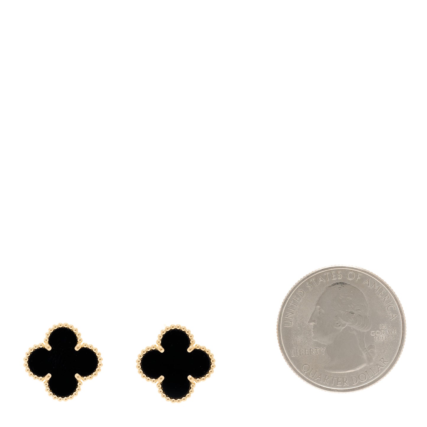 18K Yellow Gold Black Onyx Vintage Alhambra Earrings