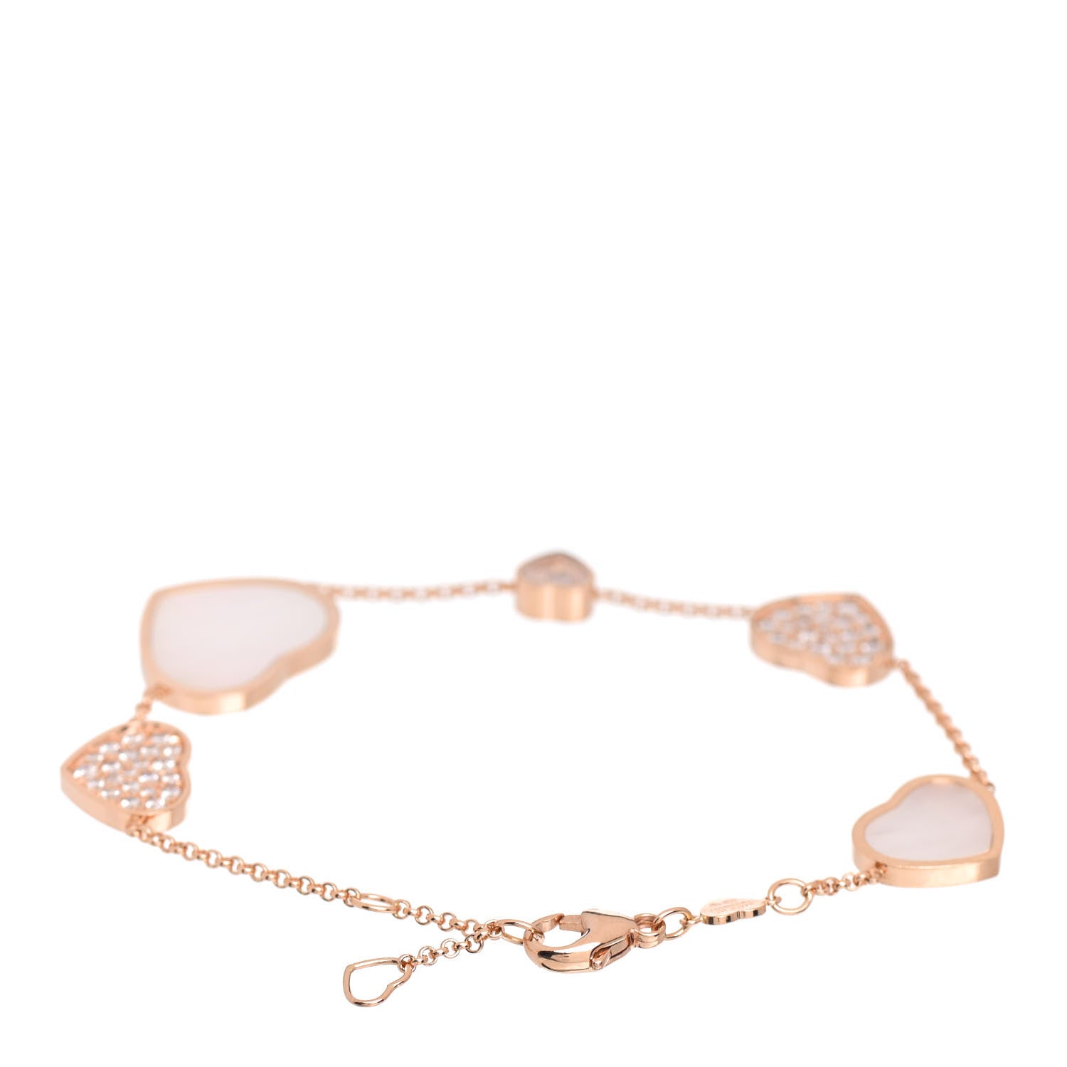 Chopard 18K Rose Gold Diamond Mother of Pearl Happy Hearts Bracelet 3 of 5