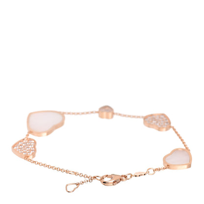 Chopard 18K Rose Gold Diamond Mother of Pearl Happy Hearts Bracelet 3 of 5