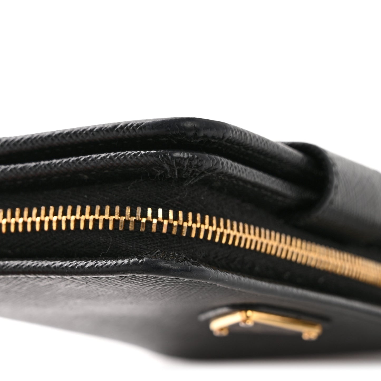 Saffiano Compact Zip Around Wallet Black