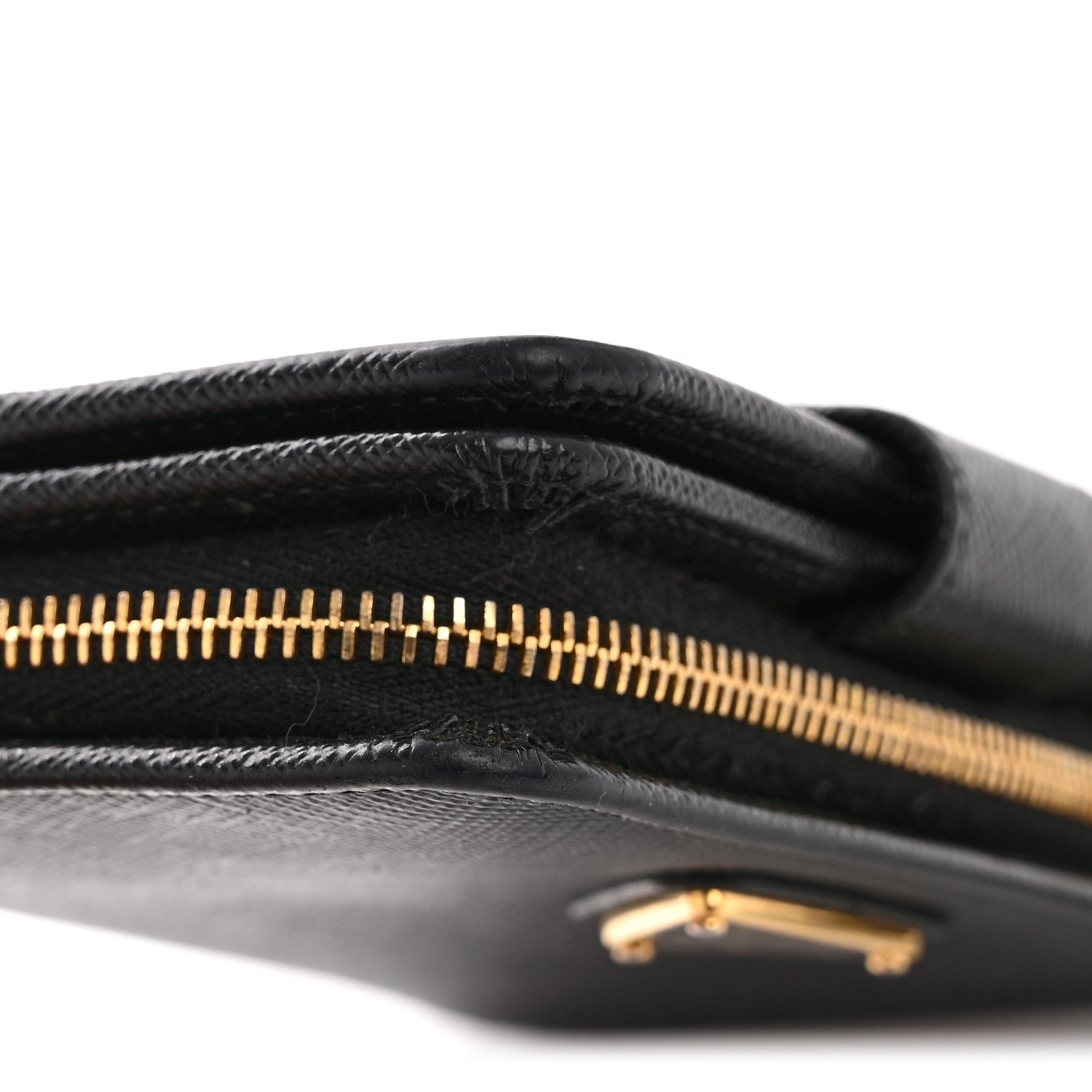 Prada Saffiano Compact Zip Around Wallet Black 9 of 9