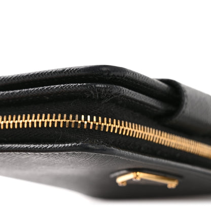 Prada Saffiano Compact Zip Around Wallet Black 9 of 9