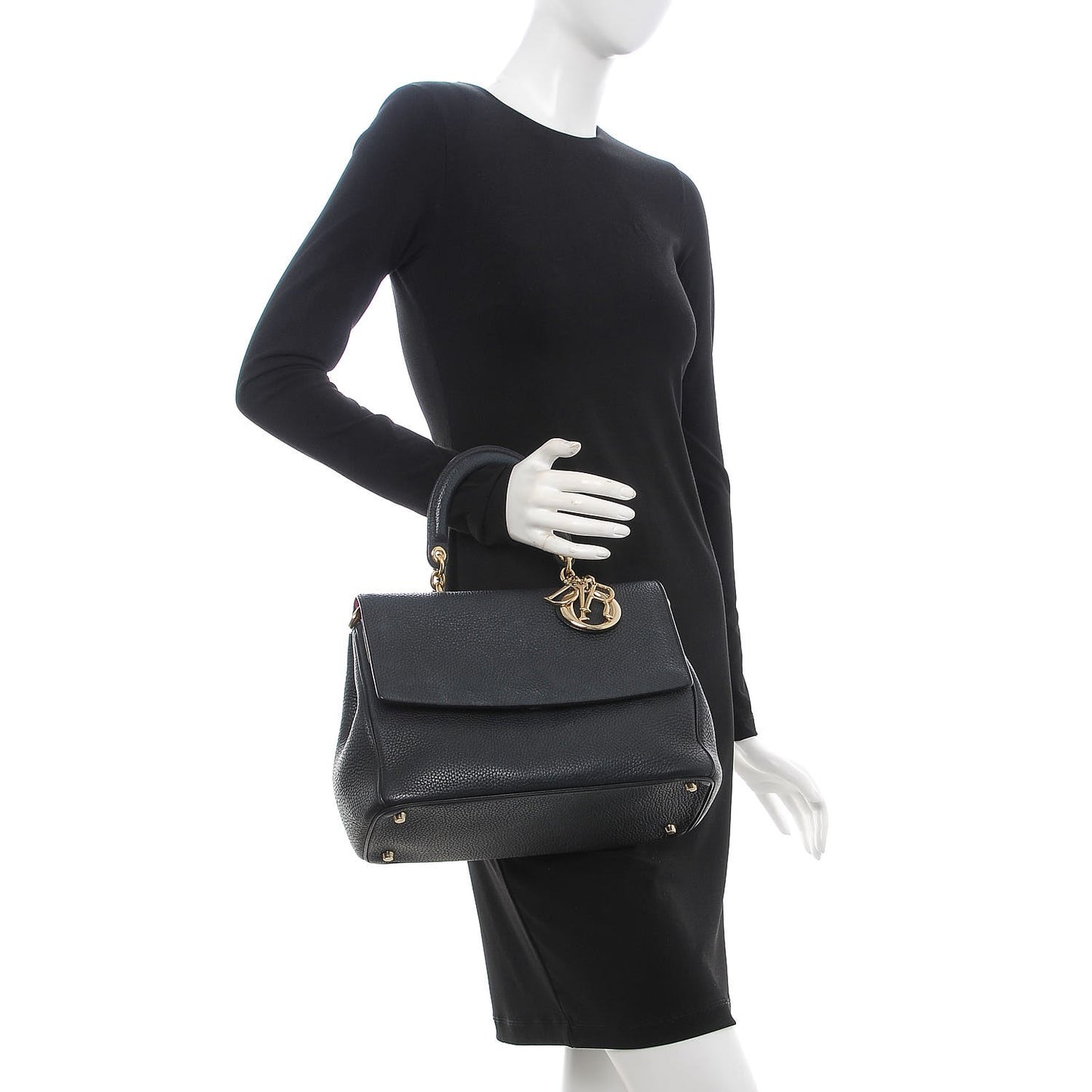 Bullcalf Medium Be Dior Flap Black Fraise