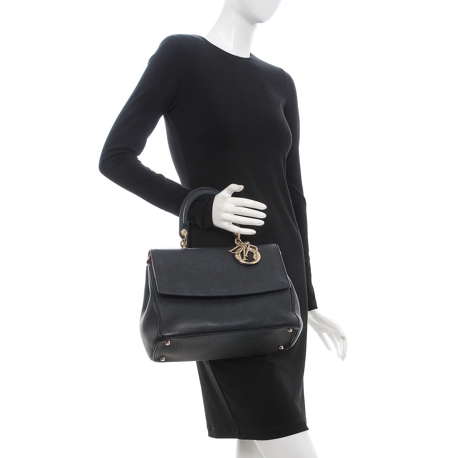 Christian Dior Bullcalf Medium Be Dior Flap Black Fraise 3 of 14